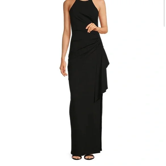 belle badgley mischka black dress America Shine Halter Dress